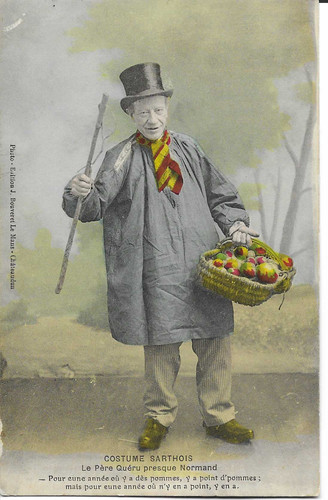 Cpa animée costume sarthois - animée,
