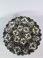 ANCIEN GRAND PLAT MAROCAIN SIGNÉ SAFI. TERRE CUITE POTERIE MAGHREB 29 Cm.