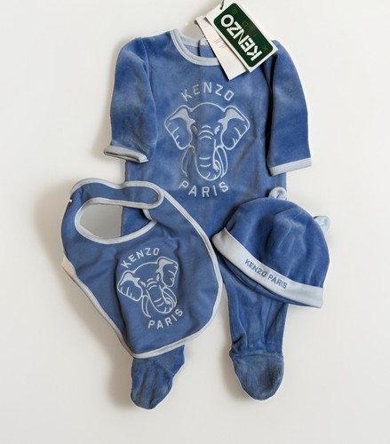 Kenzo kids blue velour 3pc - blue,