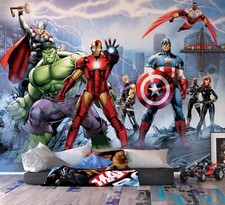 Papier Peint Avengers Pour Chambre Photo Murale Géante + Adhésif Décor Marvel