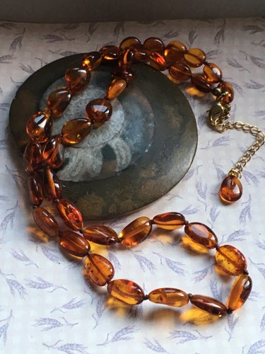 Vintage collier perles galets - collier,