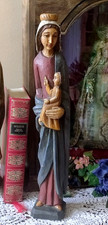 STATUE SCULPTURE VIERGE MARIE ET ENFANT JESUS EN BOIS VIRGIN MARY WOODEN MADONE