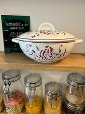 soupière vintage Lunéville œillet vaisselle blanc et rouge 