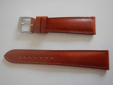 20 mm BRACELET MARRON FAUVE CUIR DE VEAU COUSU HAUTE QUALITÉ 16 mm coté boucle