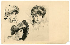 ARTIST SIGNED. PAUL CéSAR HELLEU. PORTRAITS JOLIES FEMMES. GORGEOUS WOMANS.