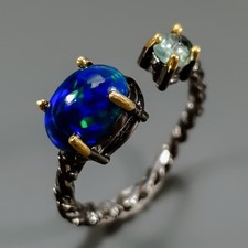 Bague bijou opale noire