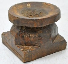 Antique Wooden Bougeoir Socle Original Ancien Main