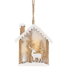 Boîte Lumineuse Suspendue En Silhouette De Maison Mini De 14Cm - Renne