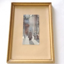 Alsace Vue Animée  Intérieur d'Église Cathédrale Tableau originale Strasbourg