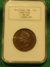 1 Décime essai refonte des monnaies en cuivre poids léger État exceptionnel MS66