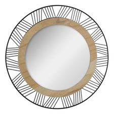 Miroir Rond en Métal & Bois
