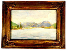Tableau Ancien Huile Paysage Marin Bateaux Impressionniste XXème