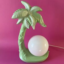Lampe palmier vintage design tropical 70s 80s globe opaline vert pastel 32 cm