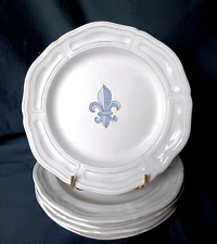 5 assiettes à dessert Henriot Quimper décor fleur de lys bleue D. 22,6 cm