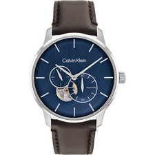 Automatique Montre Homme CK CALVIN KLEIN TIMELESS 25200075 Cuir Bleu