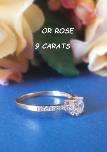 Bague solitaire or rose - rose, 9