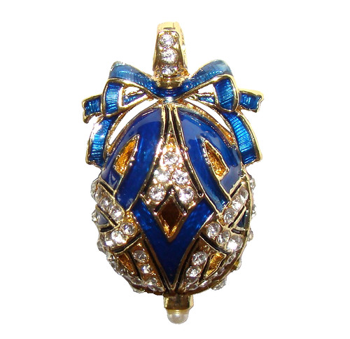 Oeuf pendentif ruban bleu - oeuf,