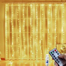 Rideau Lumineux de Noël, 3 x 3 m, 300 LED Guirlande Lumineuse, 8 Modes,Téléco...