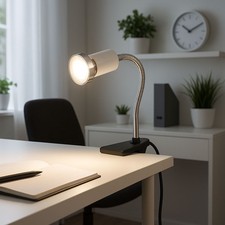Lampe de Table Lumière Serrage à Pince Spot Mobile Métal Blanc 1x LED H 14 CM