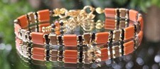 Bracelet Miyuki Tila, orange, bronze, doré