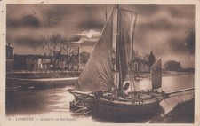 Carte postale ancienne GIRONDE LIBOURNE 8 gabarre en Dordogne voilier timbrée
