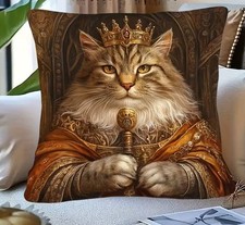 Housse de coussin CHAT COSTUME CAPE ET COURONNE ROYALE 45 cm Félin humanisé