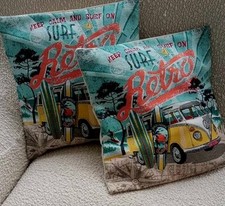 Lot de Deux Housses de Coussin combi-vw 40x40 Cm Fait Main