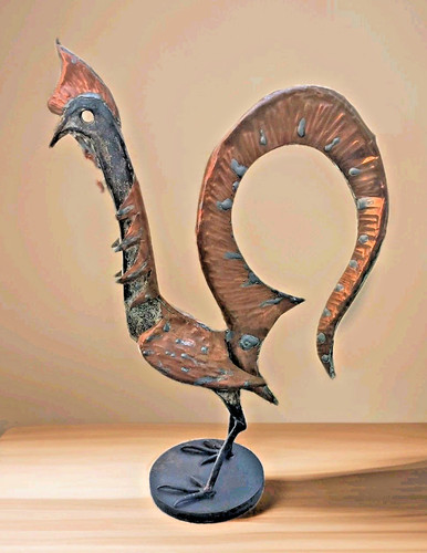 Sculpture coq stylisé fer