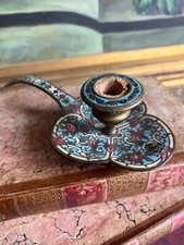 Bougeoir & Passe Couloir Émaille XIX Eme Émaux Enamel Candelstick
