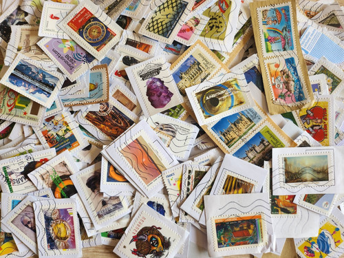 Lot 500 timbres oblitérés - timbres,