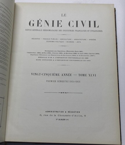 Reliure génie civil 1904 1905 - reliure, 1904-1905