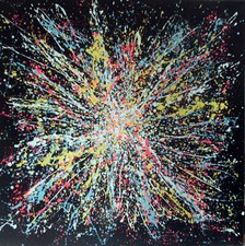 HAYVON signed EBULITION colors pop ART abstrait paint canvas abstract Pollock