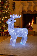 Figurine Renne Lumineuse LED en Acrylique Décoration de Noël Cerf Lumineux