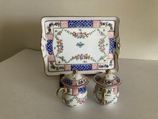 Freres Michelaud (Limoges): Petit Plateau Et 2 Tasses Couvertes + 1 Tasse Sans