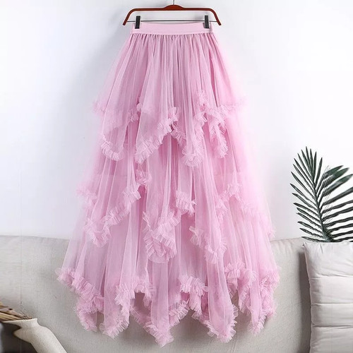 Jupe tulle rose long - jupe,