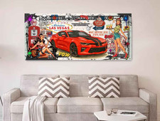 Tableau camaro , décoration voiture américaine, pop art, déco dollars américains