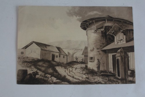 Dessin original lavis bastion - lavis,
