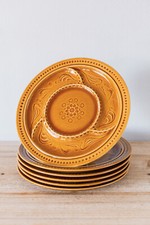 Lot 6 Assiettes Vintage en Faïence Relief Orangé Style Méditerranéen
