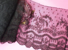 ANCIEN VOLANT en DENTELLE de CHANTILLY XIXe, 4,16 m/ 24,5 cm, A restaurer!