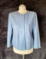 ICEBERG ITALY LUXURY SOFT LEATHER JACKET BLUE LINED LG SLEEVES SNAP BUTTONS 46/L