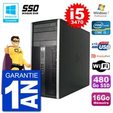 PC HP 6300 MT Intel Core i5-3470 RAM 16Go SSD 480Go Graveur DVD Wifi W7