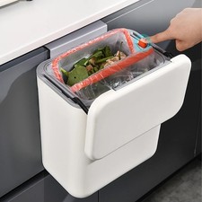 Poubelle murale compacte pour salle de bain cuisine avec couvercle coulissant de