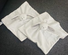 3220?lot 2 Doudous Plat lapin Rabbit blanc Gris JACADI Paris