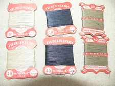 ?6 x 15 m FIL DE LIN 3 couleurs ? LINEN THREAD 6 x 16 Yards