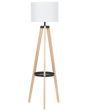 Lampadaire à Trépied Moderne Scandinave Bois Clair Abat Jour Blanc Bluff