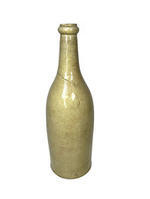 BOUTEILLE À BIÈRE ANCIENNE en grès ÉMAILLÉ  XXème H:29cm