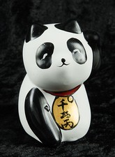 Figurine Panda -  Japonais - Statue en polyresine -Maneki-Neko-noir blanc #215