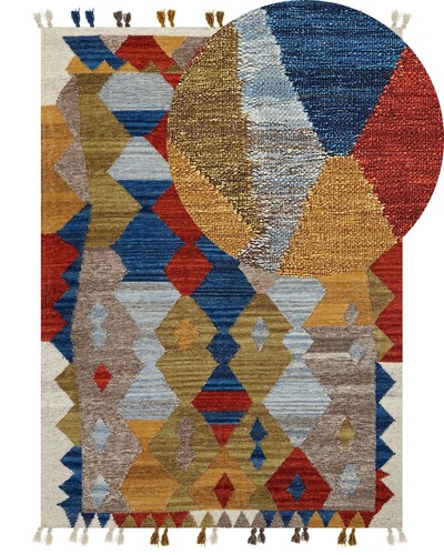 Tapis kilim multicolore - multicolore, en