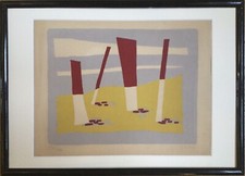 Léon GISCHIA 1903-1991.La plage,1954.Lithographie.SBG.21x27.Cadre