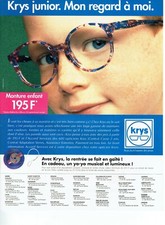 Publicité Advertising 120 1992   opticien Krys junior  lunettes monture enfant